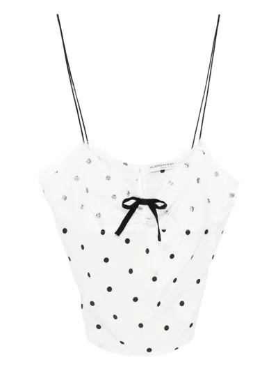 Alessandra Rich Polka-dot Print Tank Top In White