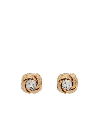 Alessandra Rich Torchon Crystal Earrings In Yellow