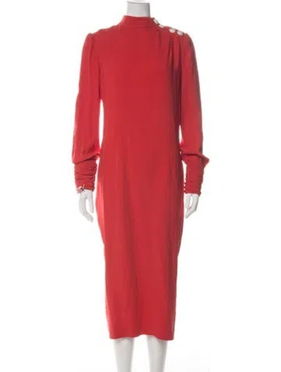 Pre-owned Alessandra Rich Turtleneck Midi Length Dress In Red
