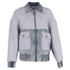 Alessandra Rich Tweed Accent Bomber Jacket In Multicolor Cotton In Multi