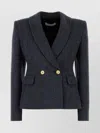 Alessandra Rich Tweed Blazer With Structured Shoulders And Gold Buttons
