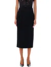 Alessandra Rich Tweed Bouclé Midi Skirt With Back Slit