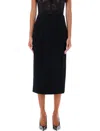 Alessandra Rich Tweed Bouclé Midi Skirt With Back Slit In Black