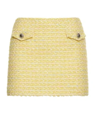 Alessandra Rich Tweed Bouclé Mini Skirt W/ Lurex In Yellow