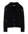Alessandra Rich Tweed Boucle Oversized Bomber Jacket In Black