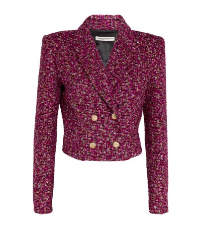 Alessandra Rich Tweed Cropped Blazer In Red