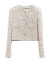 Alessandra Rich Tweed Cropped Jacket In White