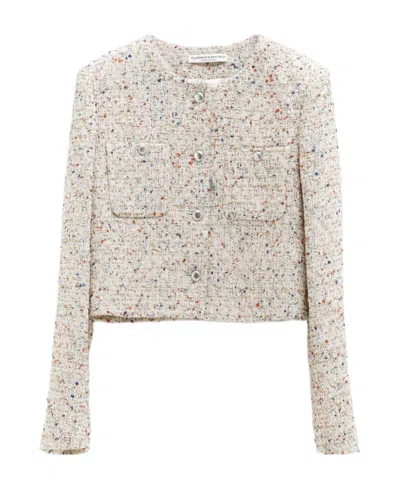 Alessandra Rich Tweed Cropped Jacket In White