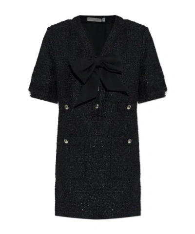 ALESSANDRA RICH ALESSANDRA RICH BOW DETAILED MINI TWEED DRESS