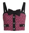 Alessandra Rich Tweed Top With Bow And Sequin Accents In Pink
