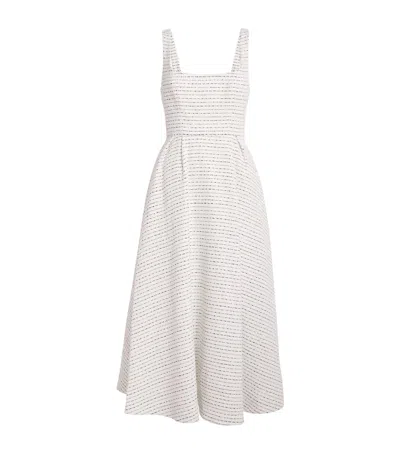 Alessandra Rich Tweed Embellished Midi Dress In Yellow