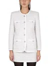 Alessandra Rich Lurex Cotton-blend Tweed Blazer In White