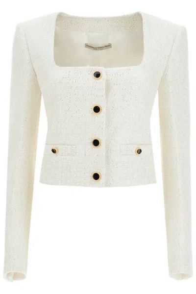 Alessandra Rich Women's Tweed Jacket With Sequins Embell In White