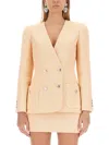 Alessandra Rich Tweed Jacket Featuring Button Detailing In Yellow