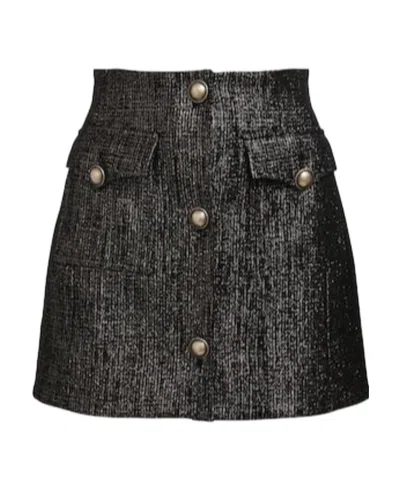 Alessandra Rich Tweed Mini Skirt In Black
