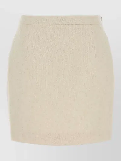 Alessandra Rich Tweed Mini Skirt High Waist Pockets In Neutral