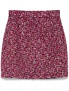 Alessandra Rich Sequined Tweed Wool Miniskirt In Pink
