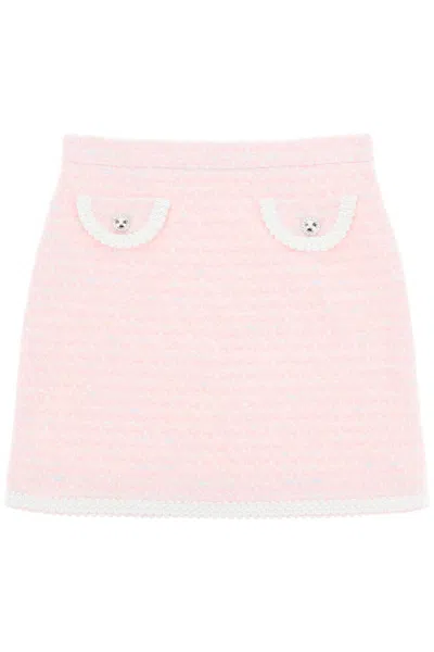Alessandra Rich Tweed Mini Skirt In Rosa