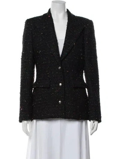 Pre-owned Alessandra Rich Tweed Pattern Blazer In Black