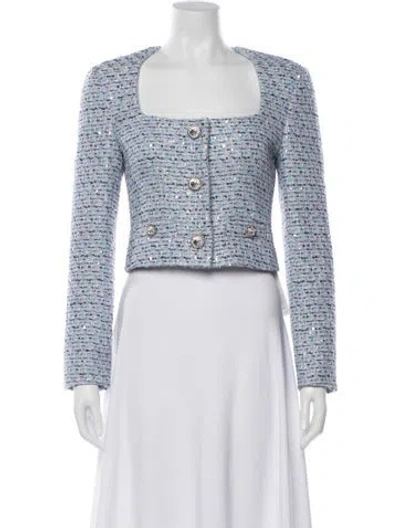 Pre-owned Alessandra Rich Tweed Pattern Blazer In Blue
