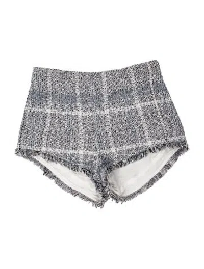 Pre-owned Alessandra Rich Tweed Pattern Mini Shorts In Blue/white