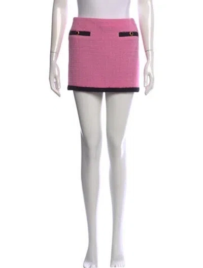 Pre-owned Alessandra Rich Tweed Pattern Mini Skirt W/ Tags In Pink