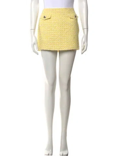 Pre-owned Alessandra Rich Tweed Pattern Mini Skirt W/ Tags In Yellow