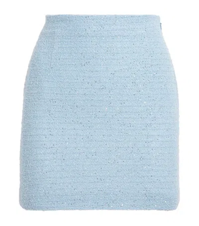 Alessandra Rich Tweed Sequin-embellished Skirt In Blue