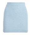 Alessandra Rich High-waisted Tweed Mini Skirt With Sparkling Finish In Blue