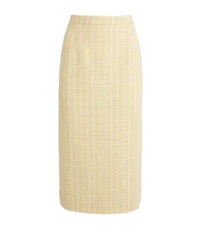 Alessandra Rich Tweed Sequin-embellished Midi Skirt In Yellow