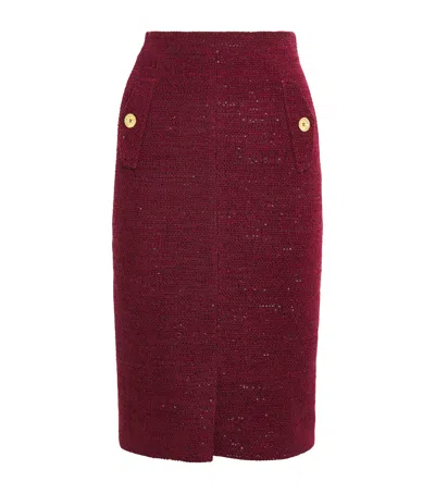 Alessandra Rich Sequin-embellished Tweed Skirt In Burgundy