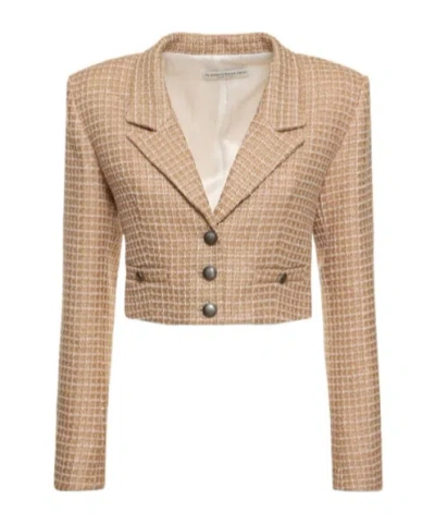 Alessandra Rich Tweed Short Suit Jacket In Brown