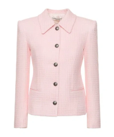Alessandra Rich Tweed Single-breasted Casual Jacket In Pink