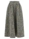 Alessandra Rich High-waisted Pleated Tweed Midi Skirt In Gray