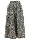 Alessandra Rich High-waisted Pleated Tweed Midi Skirt In Gray