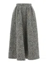 Alessandra Rich High-waisted Pleated Tweed Midi Skirt In Gray