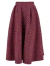 Alessandra Rich Tweed A-line High-waisted Midi Skirt In Purple