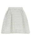 Alessandra Rich Tweed Mini Skirt With Micro Sequins And Pleated Waist In Multi