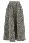 Alessandra Rich High-waisted Pleated Tweed Midi Skirt In White
