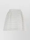 Alessandra Rich Tweed Mini Skirt With Micro Sequins And Pleated Waist In White