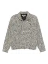 Alessandra Rich Tweed Speckled Bomber Jacket In Gray