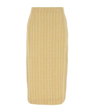 Alessandra Rich Sequin Tweed Midi Skirt In Neutral