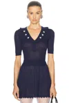 Alessandra Rich V-neck Sweater In Navy Blue