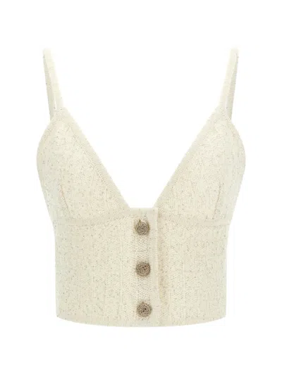 Alessandra Rich Sequin Top In White