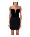 Alessandra Rich Velvet Strapless Bow Detail Mini Top In Black