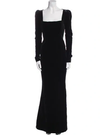 Pre-owned Alessandra Rich Velour Long Dress In Black