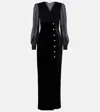Alessandra Rich Velvet And Georgette Gown In Black