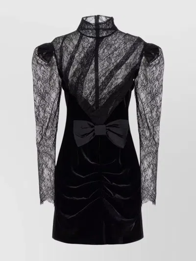 ALESSANDRA RICH VELVET AND LACE DRESS