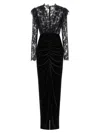Alessandra Rich Women Velvet And Lace Dress In Black