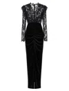 Alessandra Rich Women Velvet And Lace Dress In Black